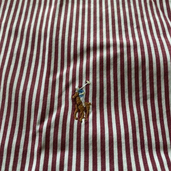 Ralph Lauren Burgundy & White Long Sleeve Button-Down Shirt Size 15 1/2/32/33 - Picture 6 of 8